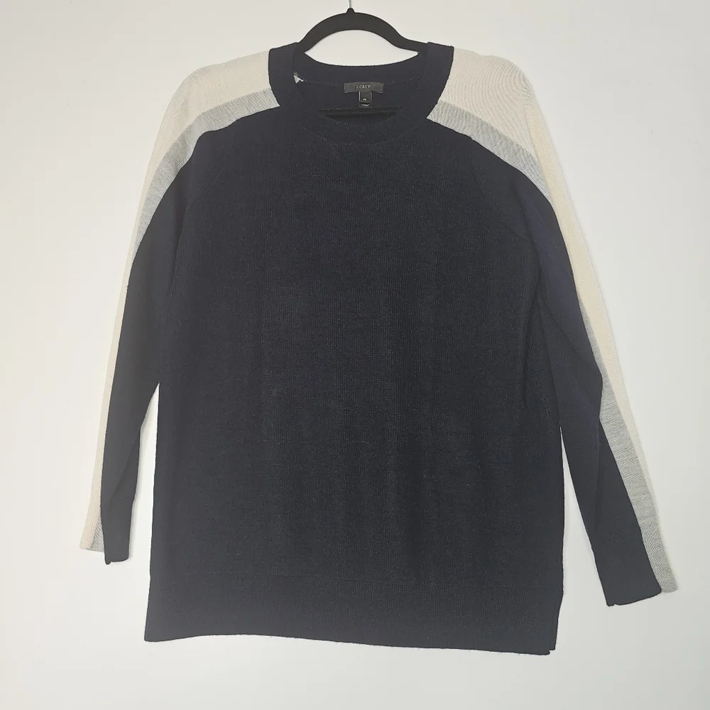 J Crew Men's Merino Wool Crewneck Sweater Shirt Navy Blue Size Midium